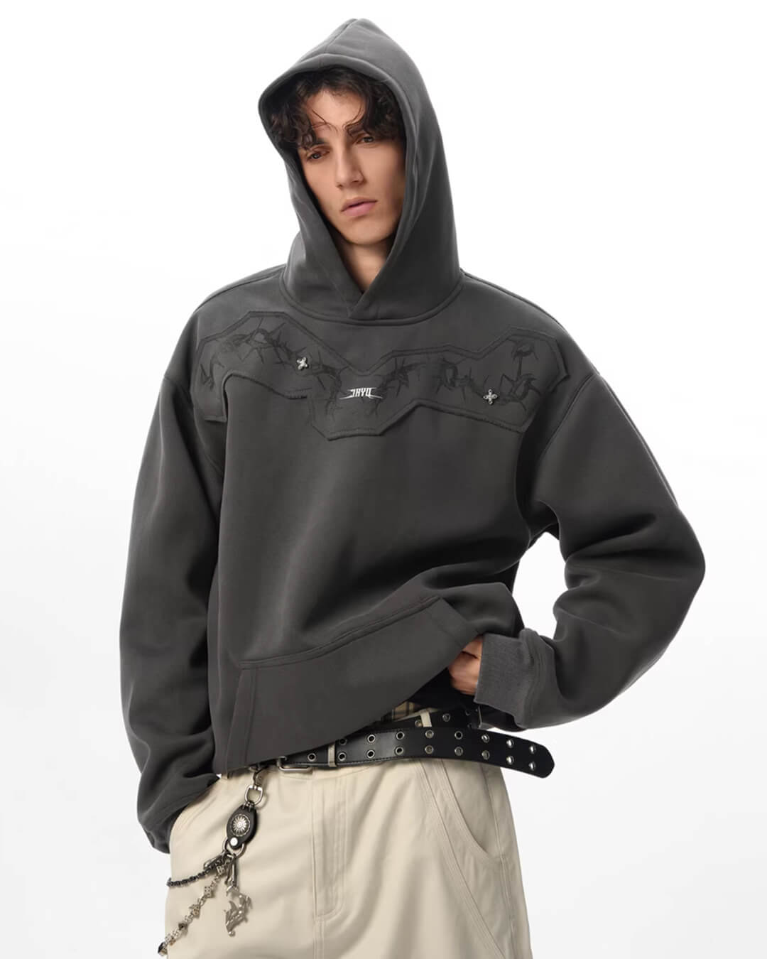 JHYQ Thorn Print 3D Patch Hoodie | Face 3 Face