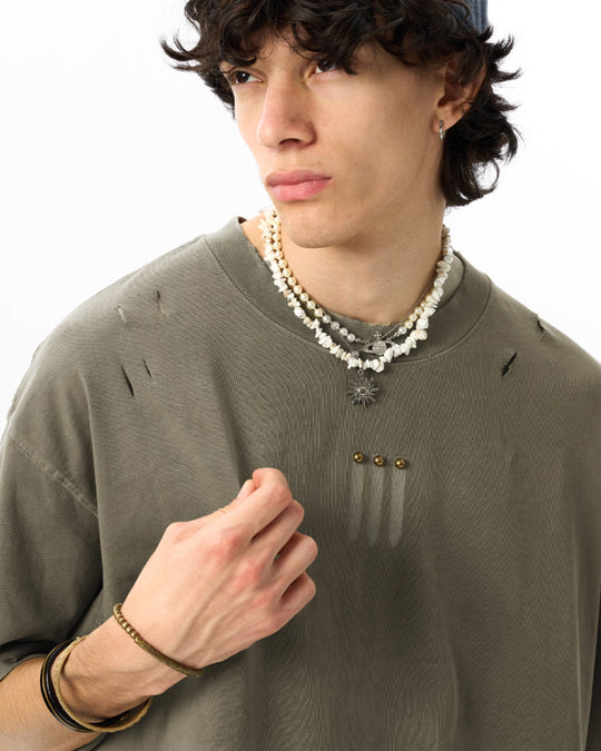 JHYQ Three Bar Beads Distressed Washed Tee | Face 3 Face