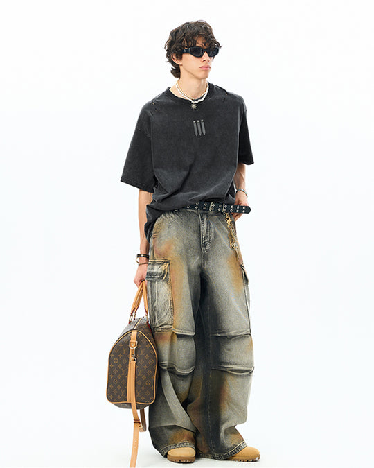 JHYQ Three Bar Beads Distressed Washed Tee | Face 3 Face