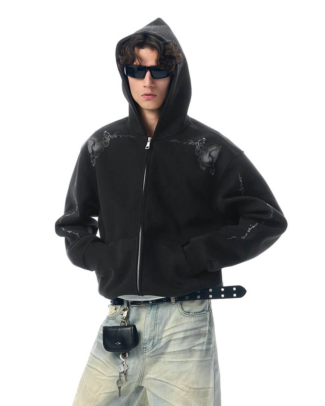 JHYQ Vine Horse Cropped Zip Up Hoodie | Face 3 Face