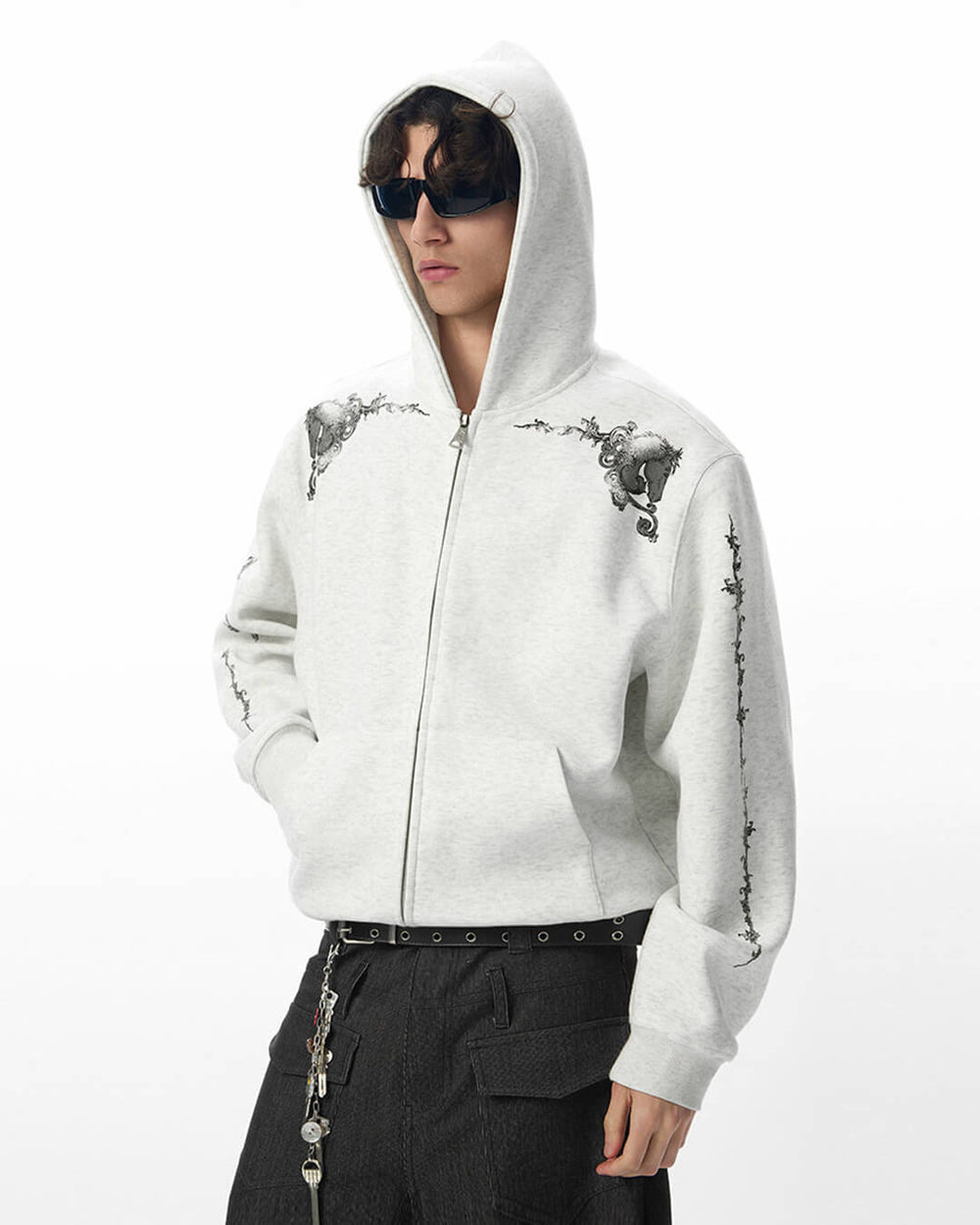 JHYQ Vine Horse Cropped Zip Up Hoodie | Face 3 Face