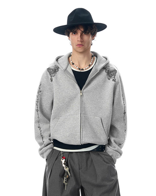 JHYQ Vine Horse Cropped Zip Up Hoodie | Face 3 Face