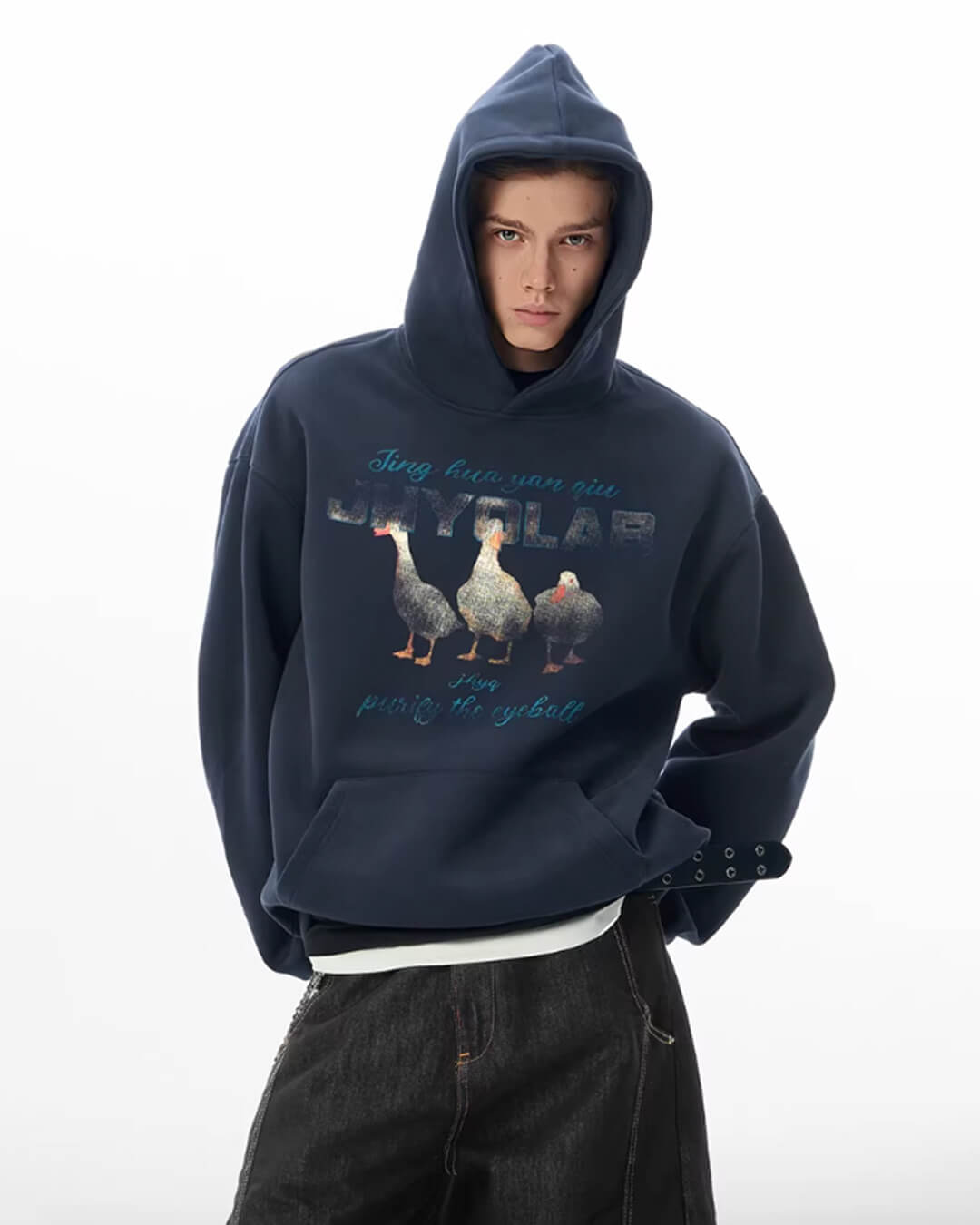 JHYQ Vintage Lucky Duck Print Hoodie | Face 3 Face