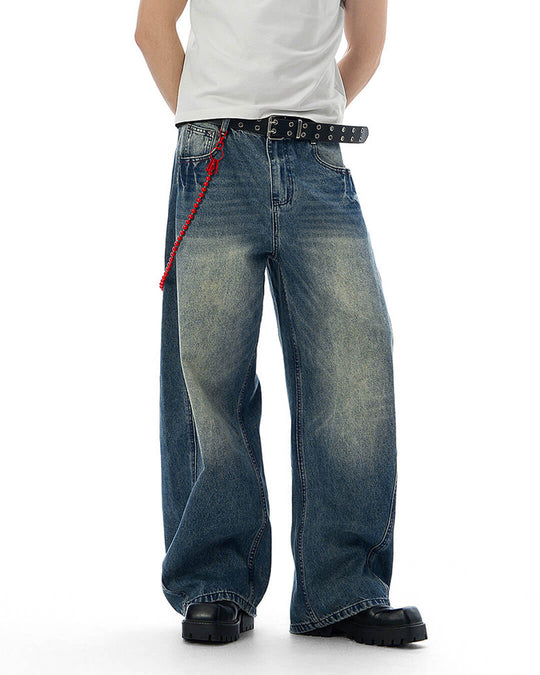 JHYQ Vintage Wash 3D Cut Baggy Jeans | Face 3 Face