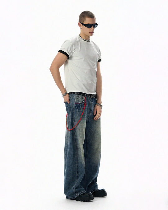 JHYQ Vintage Wash 3D Cut Baggy Jeans | Face 3 Face