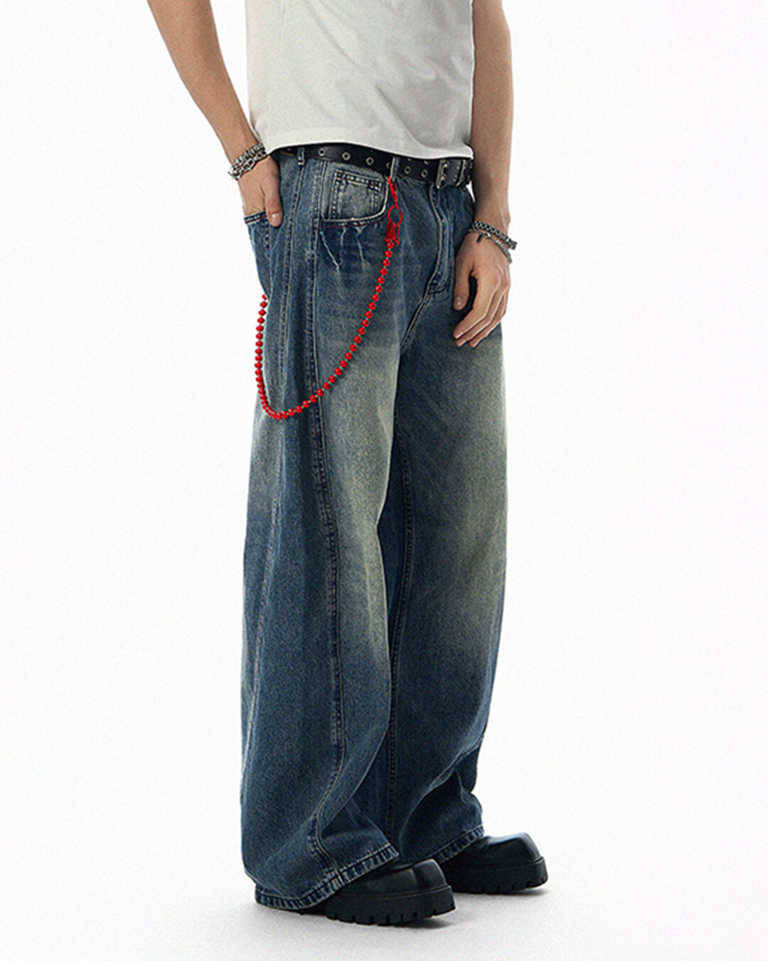 JHYQ Vintage Wash 3D Cut Baggy Jeans | Face 3 Face