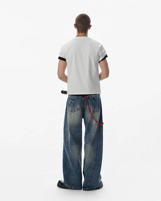 JHYQ Vintage Wash 3D Cut Baggy Jeans | Face 3 Face