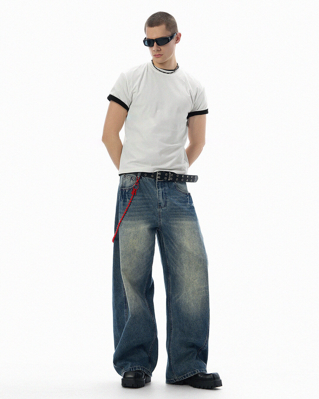 JHYQ Vintage Wash 3D Cut Baggy Jeans | Face 3 Face