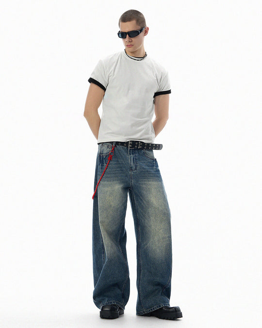 JHYQ Vintage Wash 3D Cut Baggy Jeans | Face 3 Face