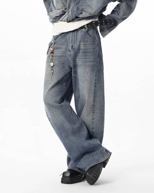 JHYQ Vintage Washed Patchwork Baggy Jeans | Face 3 Face