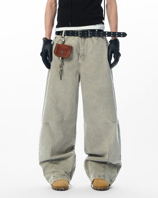 JHYQ Washed 3D Constructed Baggy Jeans | Face 3 Face