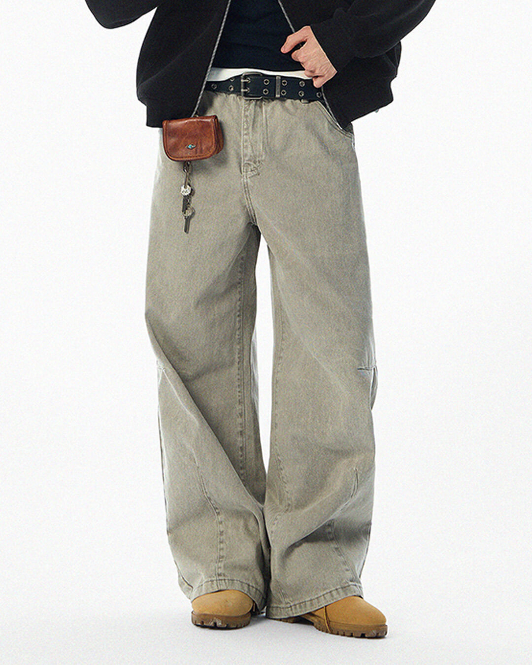 JHYQ Washed 3D Constructed Baggy Jeans | Face 3 Face
