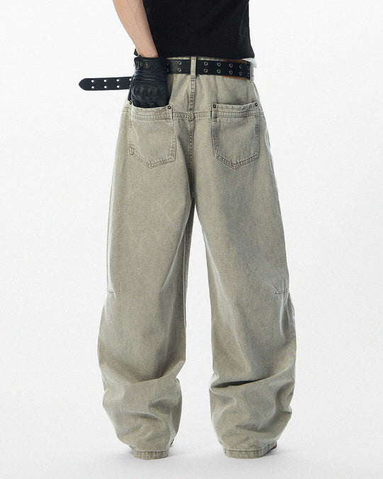 JHYQ Washed 3D Constructed Baggy Jeans | Face 3 Face