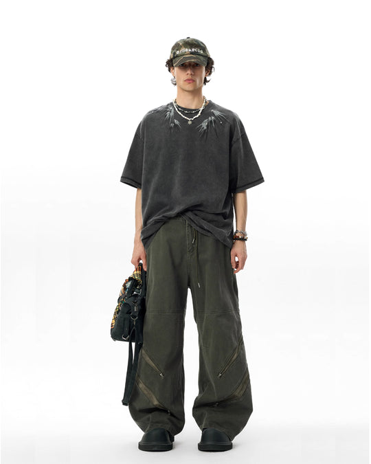 JHYQ Washed Diamond Studs Flash Print Tee | Face 3 Face