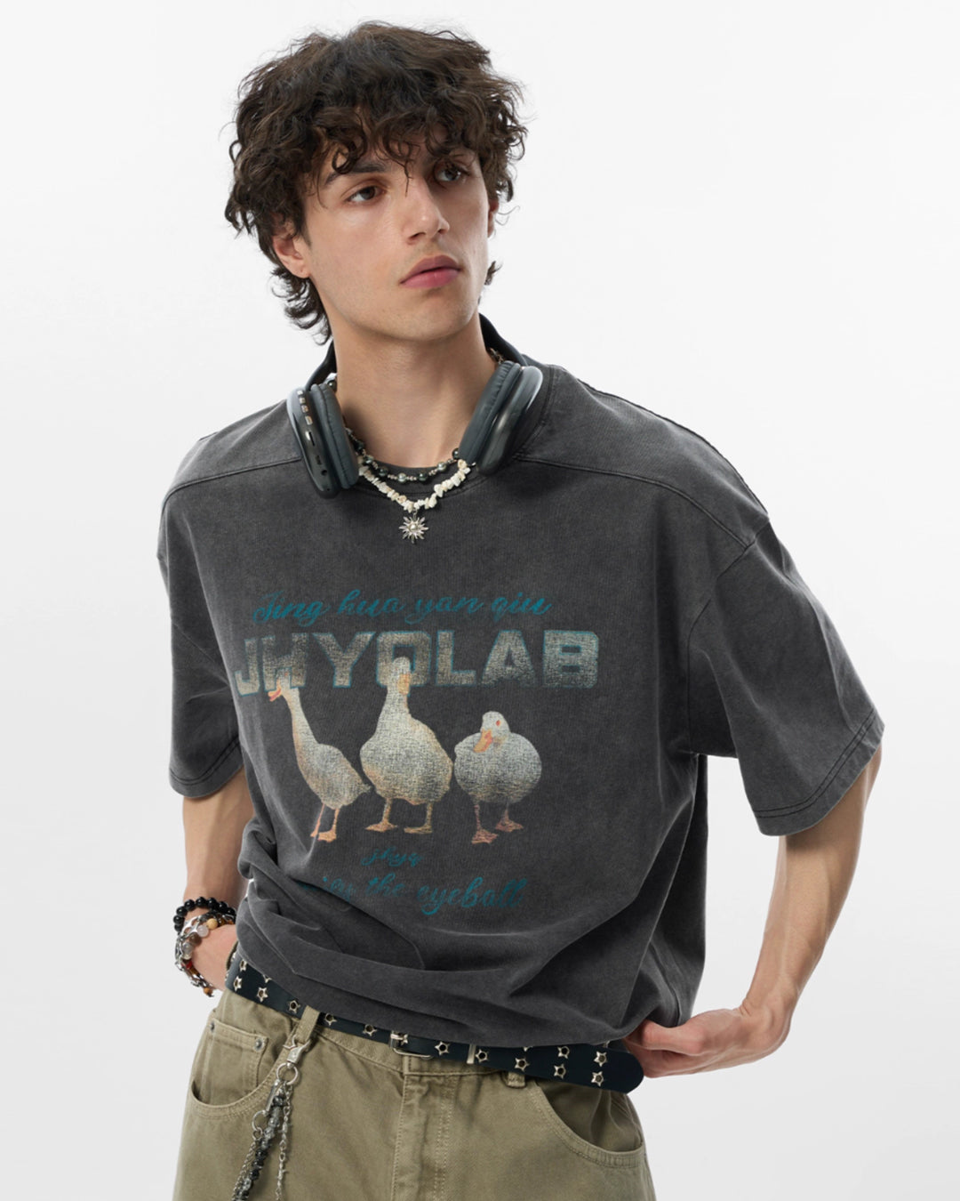 JHYQ Washed Duck Print Tee | Face 3 Face