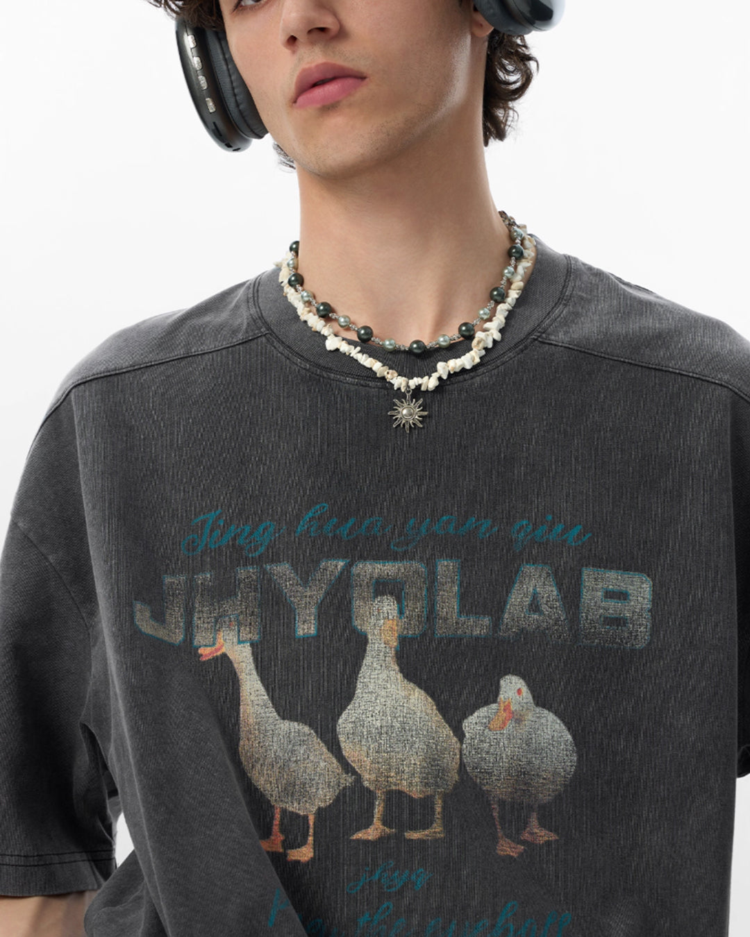 JHYQ Washed Duck Print Tee | Face 3 Face