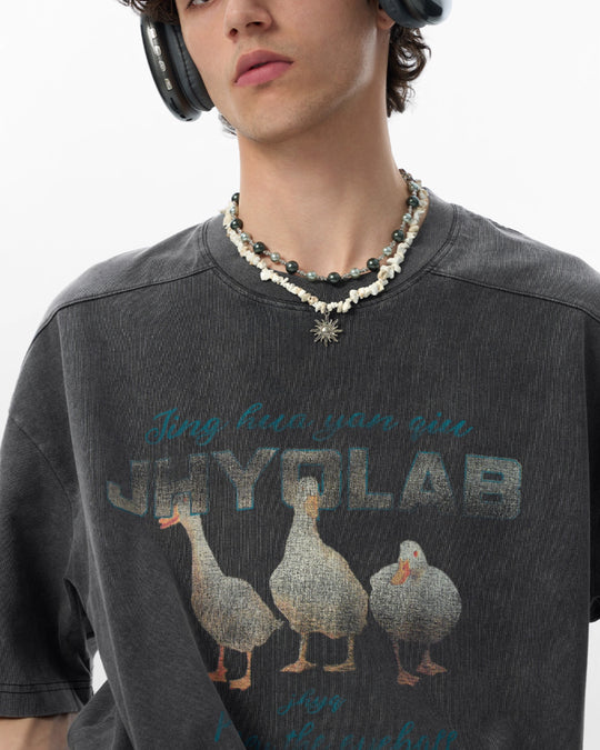 JHYQ Washed Duck Print Tee | Face 3 Face