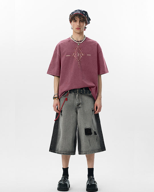 JHYQ Washed Thorn Logo Print Tee | Face 3 Face