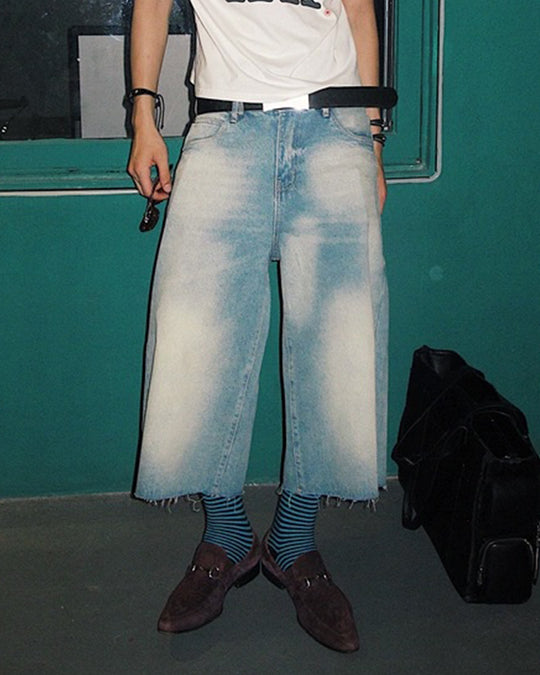 KARMANISTIC Eagle Print Washed Denim Jorts | Face 3 Face