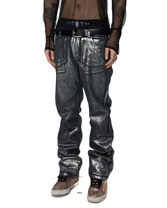 KARMANISTIC Waxed Silver Jeans | Face 3 Face