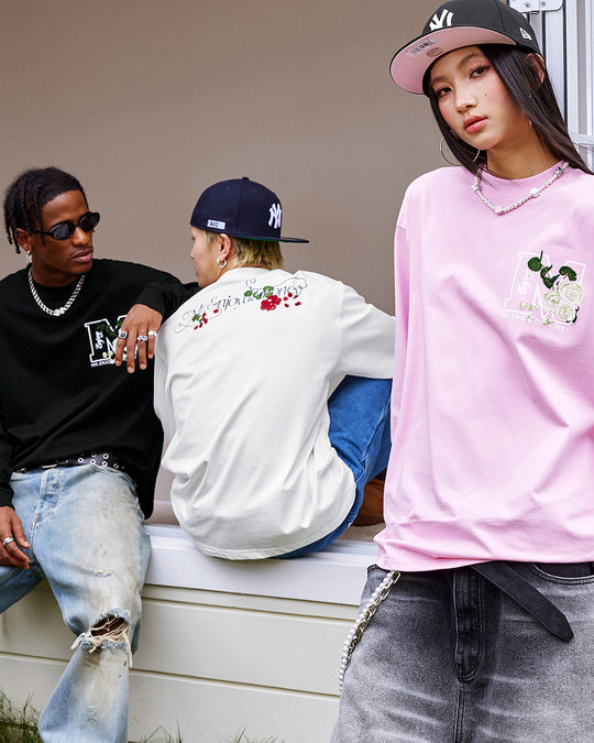 MEDM Big M Flower Embroidered Long Sleeve Tee | Face 3 Face