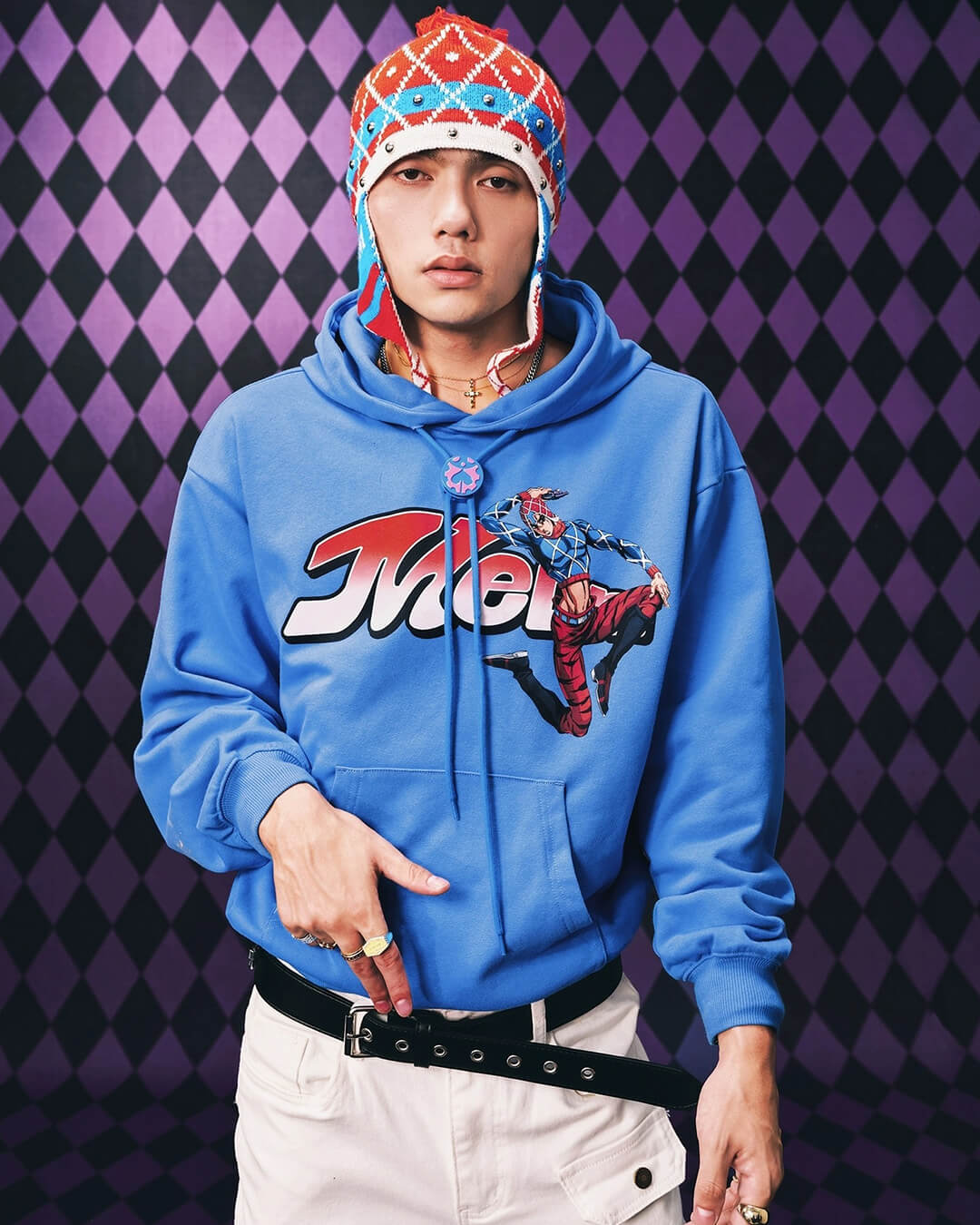 MEDM × JOJO Accent Drawstring Print Hoodie | Face 3 Face