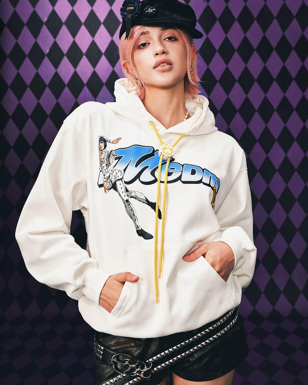 MEDM × JOJO Accent Drawstring Print Hoodie | Face 3 Face
