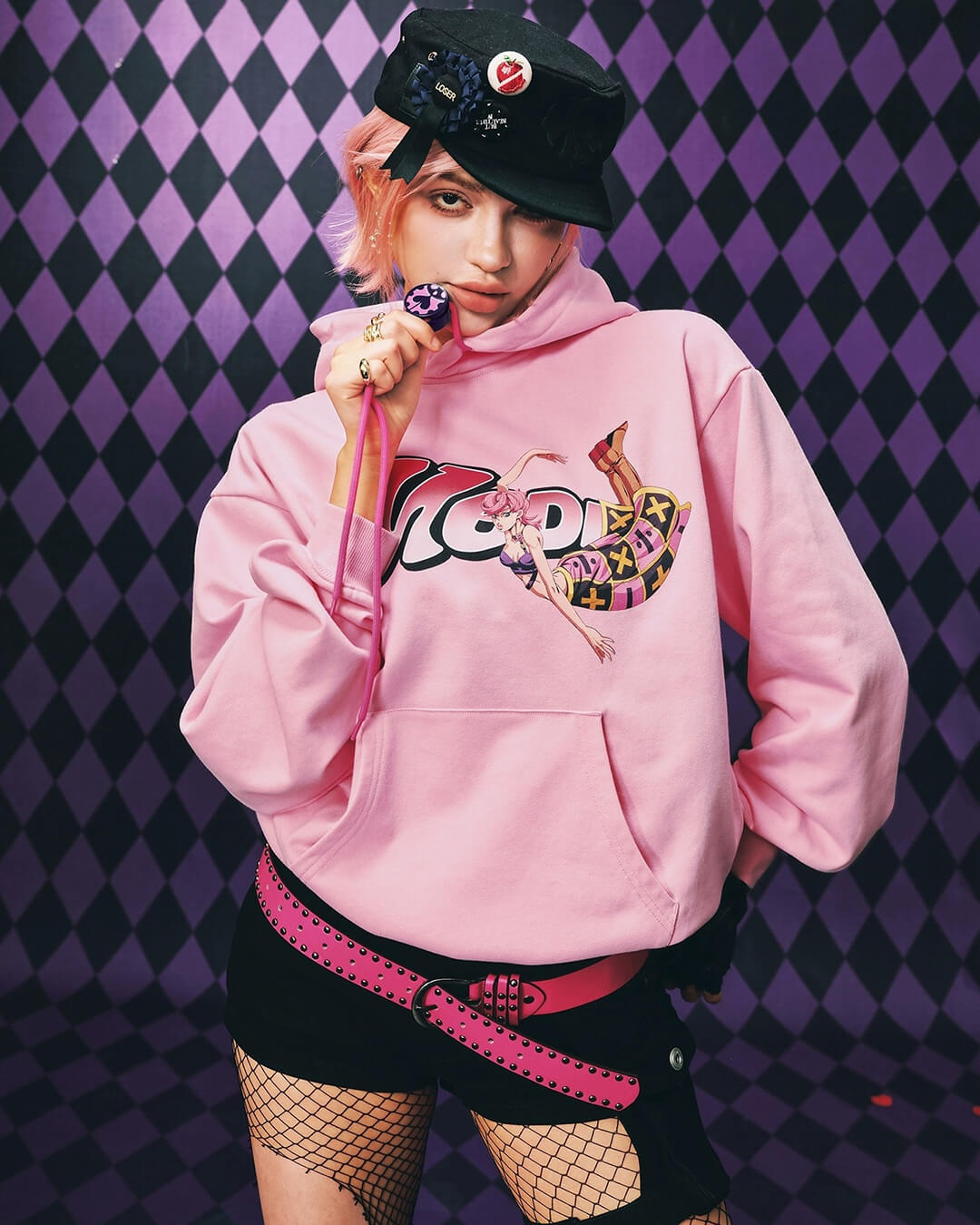 MEDM × JOJO Accent Drawstring Print Hoodie | Face 3 Face