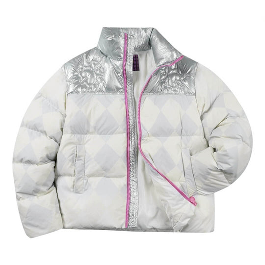 MEDM × JOJO Color Block Diamond Plaid Down Jacket | Face 3 Face