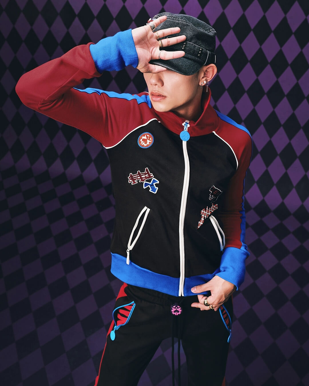 MEDM × JOJO Color Block High Neck Track Jacket | Face 3 Face
