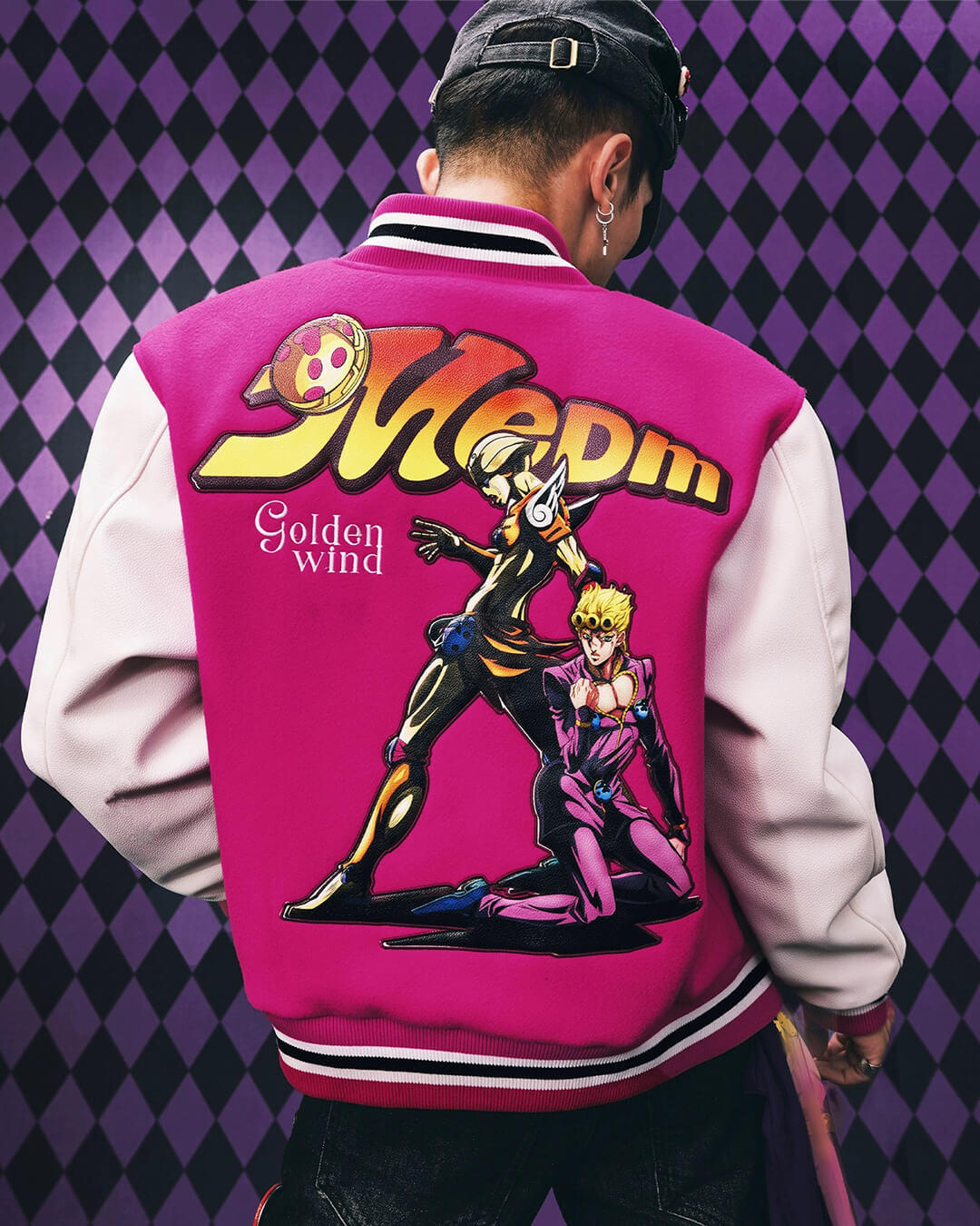 MEDM × JOJO Embroidered Patch Varsity Jacket | Face 3 Face