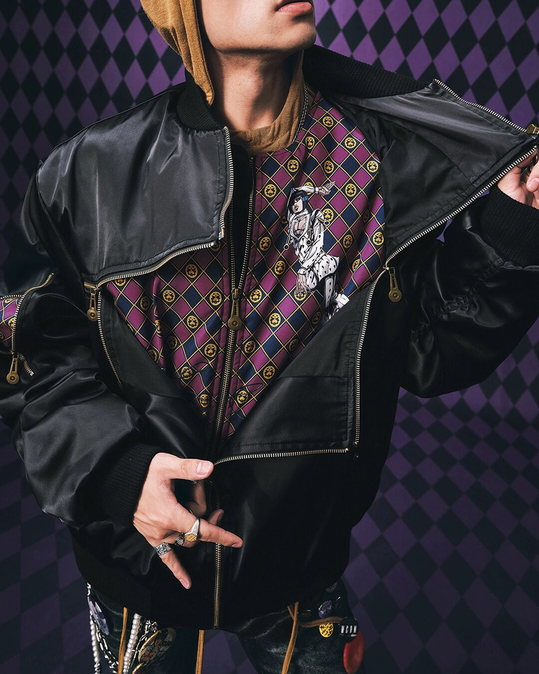 MEDM × JOJO Multi Zip Bomber Jacket | Face 3 Face