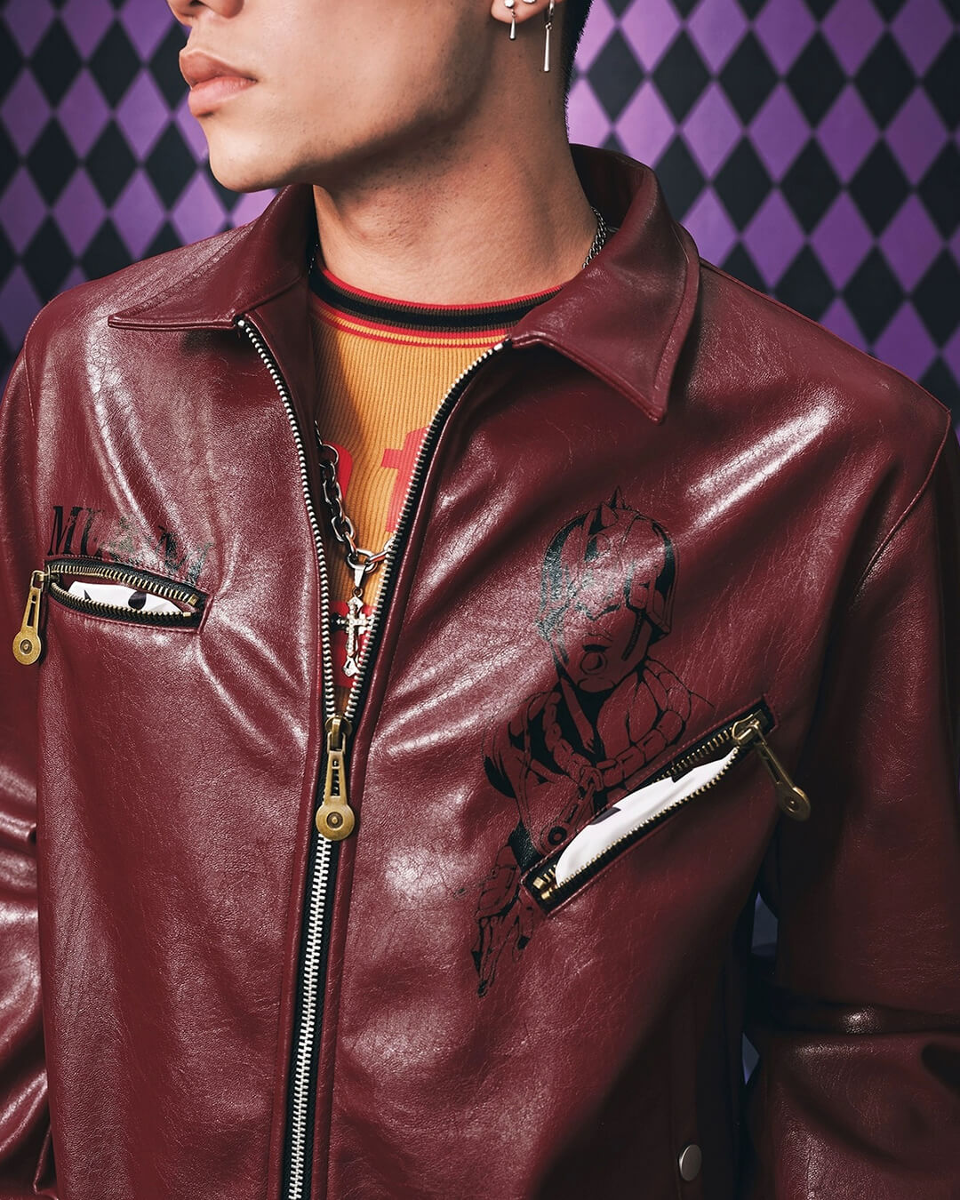 MEDM × JOJO PU Leather Biker Jacket | Face 3 Face