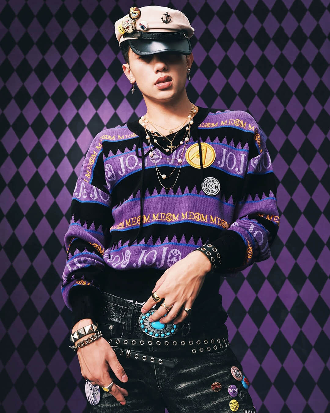 MEDM × JOJO Striped V Neck Knit Sweater | Face 3 Face