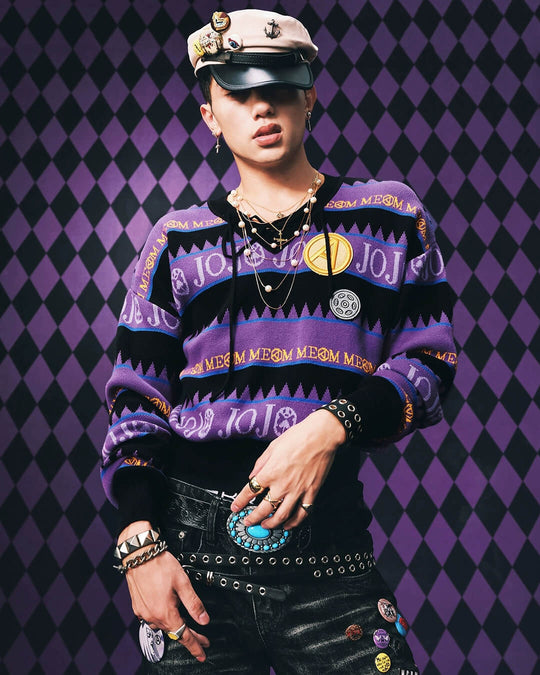 MEDM × JOJO Striped V Neck Knit Sweater | Face 3 Face