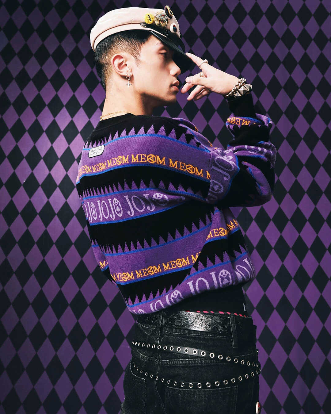 MEDM × JOJO Striped V Neck Knit Sweater | Face 3 Face