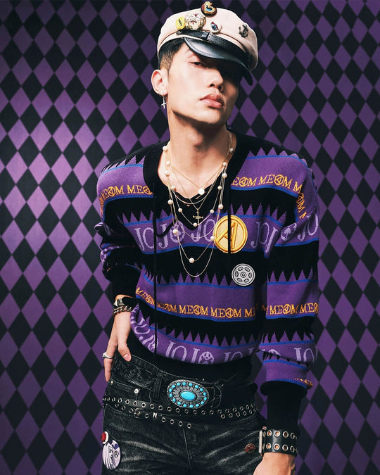 MEDM × JOJO Striped V Neck Knit Sweater | Face 3 Face