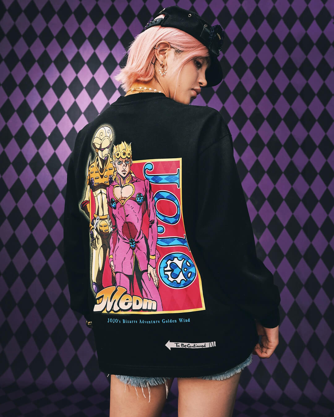 MEDM × JOJO Washed Distressed Character Print Long Sleeve Tee | Face 3 Face