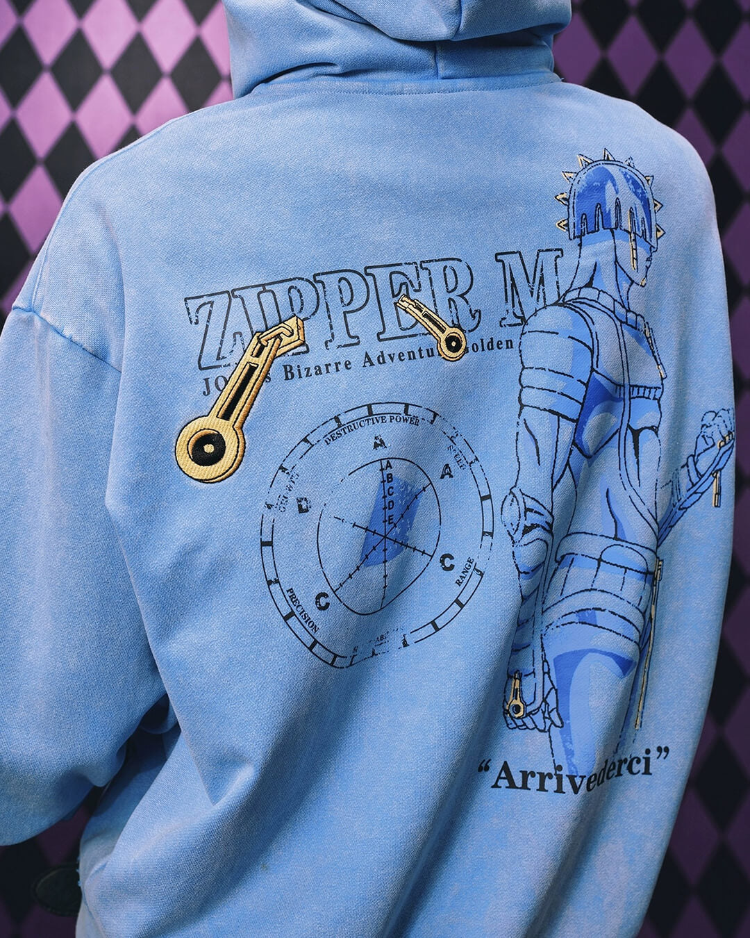 MEDM × JOJO Washed Graphic Print Zip Up Hoodie | Face 3 Face