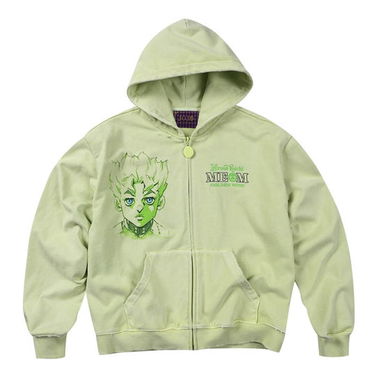 MEDM × JOJO Washed Graphic Print Zip Up Hoodie | Face 3 Face