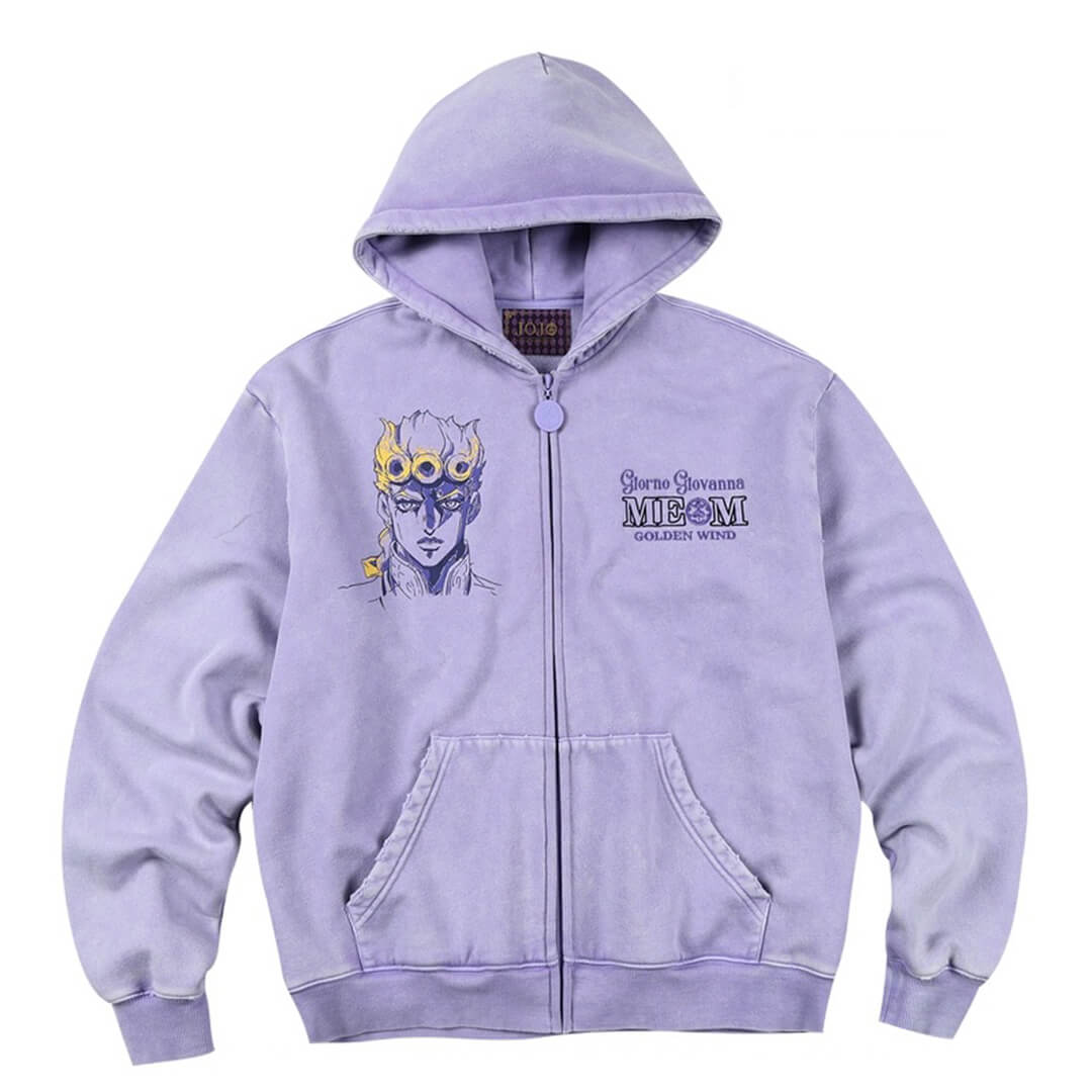 MEDM × JOJO Washed Graphic Print Zip Up Hoodie | Face 3 Face