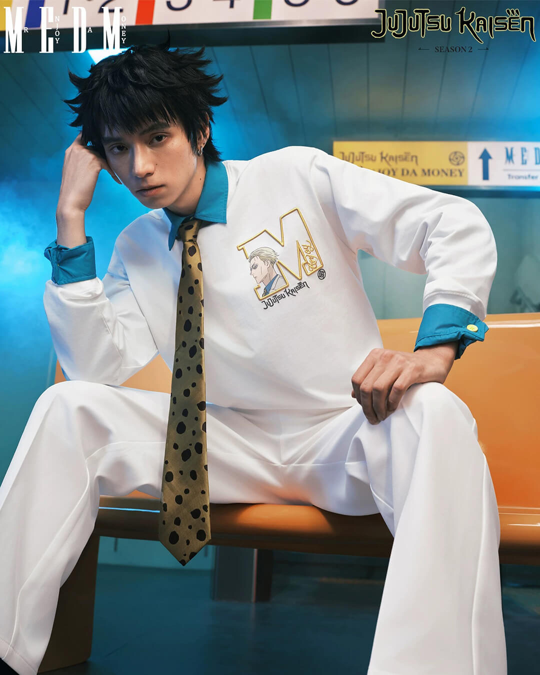 MEDM × Jujutsu Kaisen Big M Logo Character Print Embroidered Long Sleeve Tee | Face 3 Face