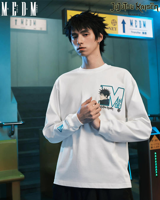 MEDM × Jujutsu Kaisen Big M Logo Character Print Embroidered Long Sleeve Tee | Face 3 Face