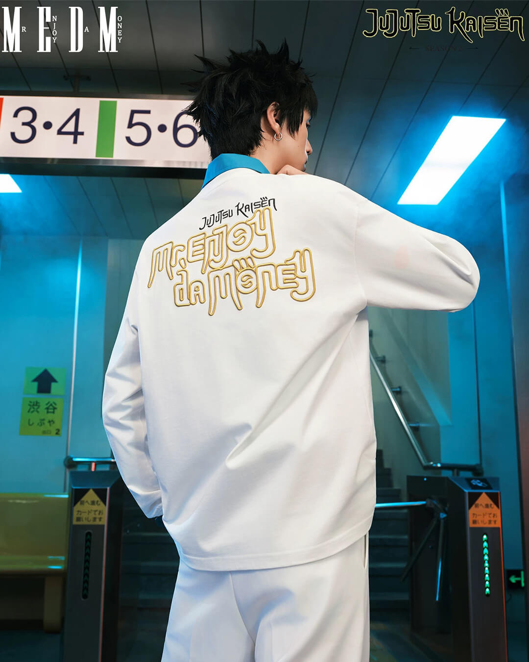 MEDM × Jujutsu Kaisen Big M Logo Character Print Embroidered Long Sleeve Tee | Face 3 Face