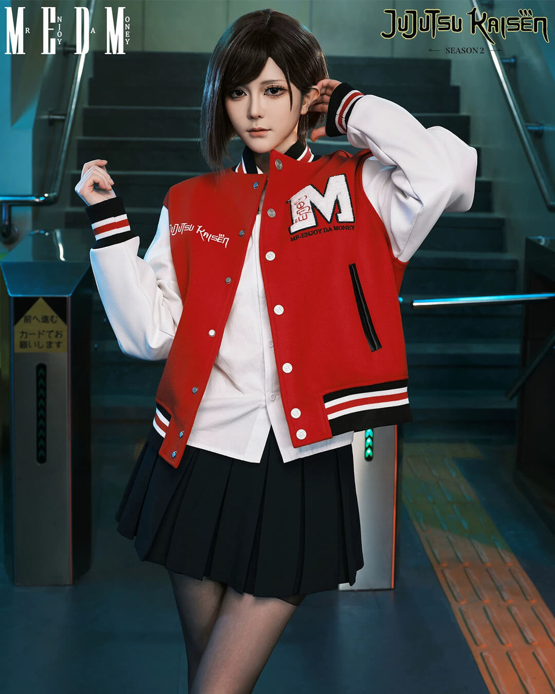 MEDM × Jujutsu Kaisen Character Patch Varsity Jacket | Face 3 Face