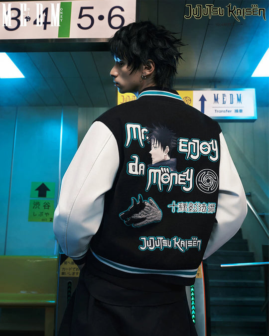 MEDM × Jujutsu Kaisen Character Patch Varsity Jacket | Face 3 Face