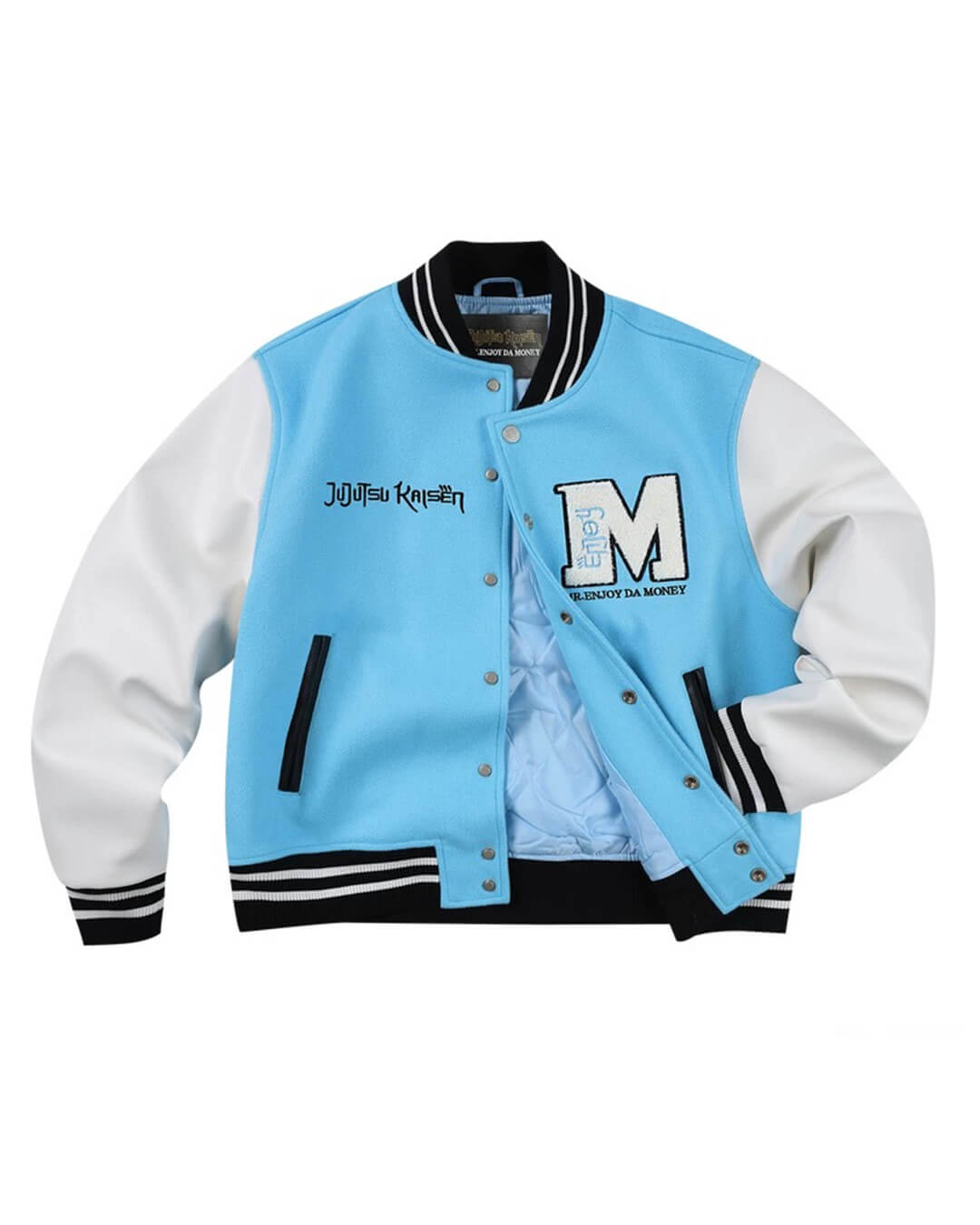 MEDM × Jujutsu Kaisen Character Patch Varsity Jacket | Face 3 Face