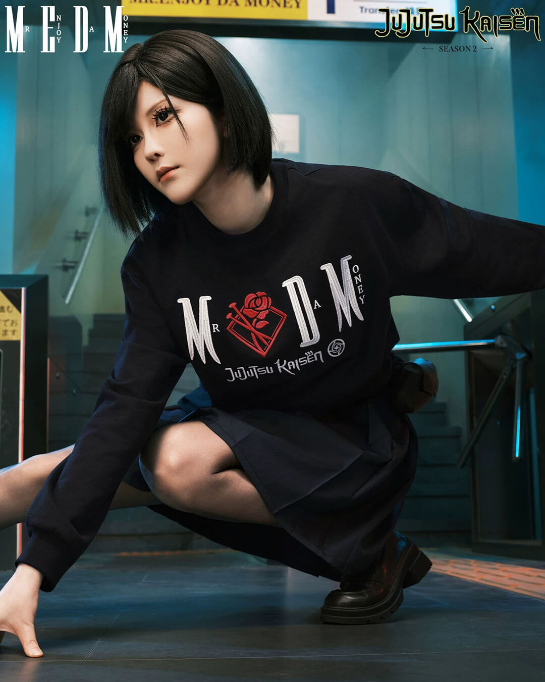 MEDM × Jujutsu Kaisen Character Print Embroidered Long Sleeve Tee | Face 3 Face