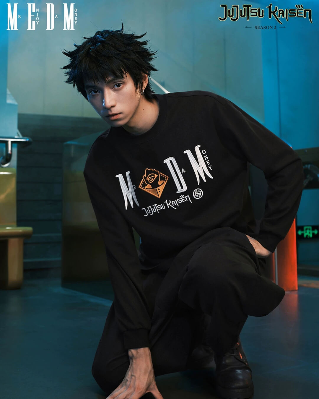 MEDM × Jujutsu Kaisen Character Print Embroidered Long Sleeve Tee | Face 3 Face
