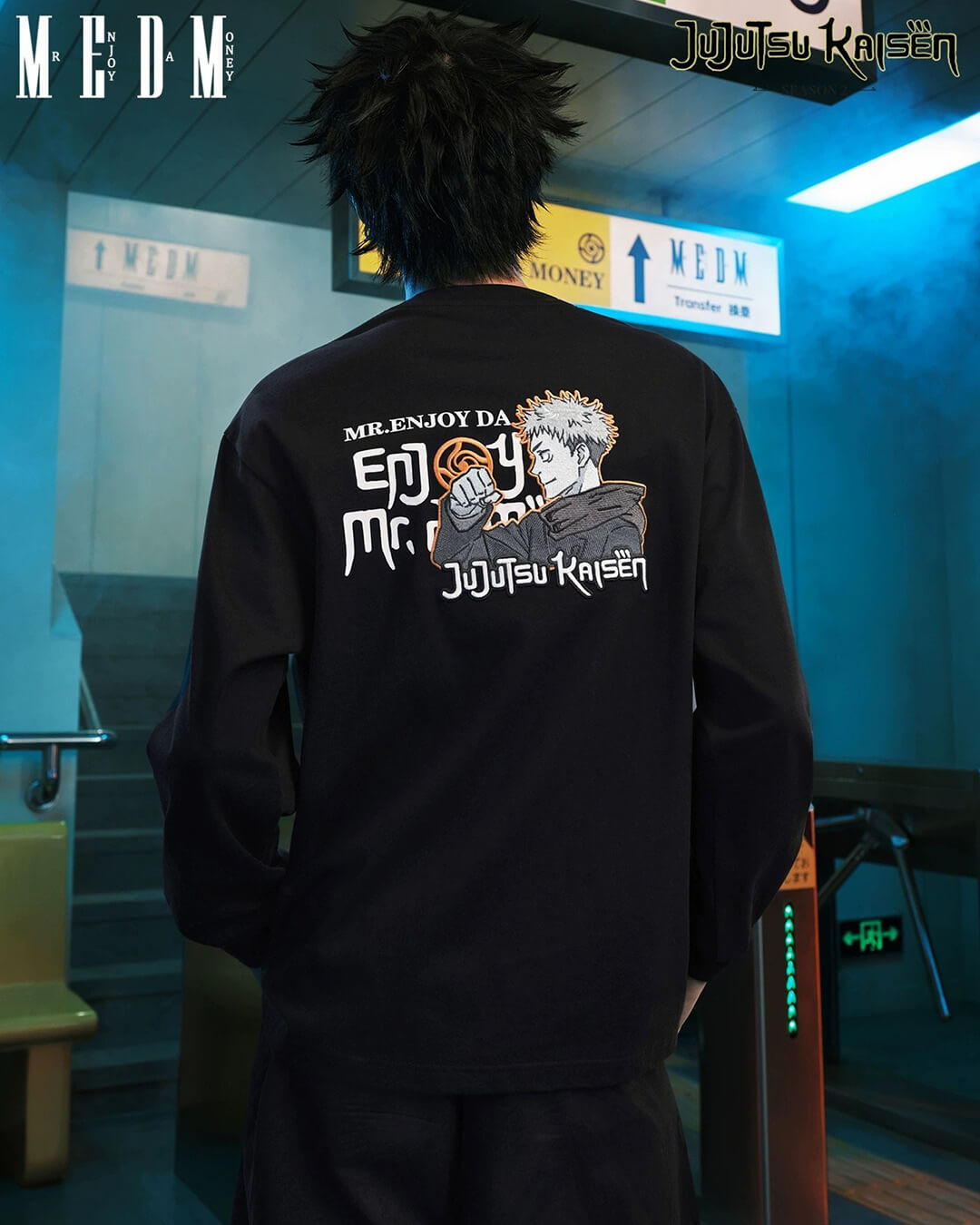 MEDM × Jujutsu Kaisen Character Print Embroidered Long Sleeve Tee | Face 3 Face
